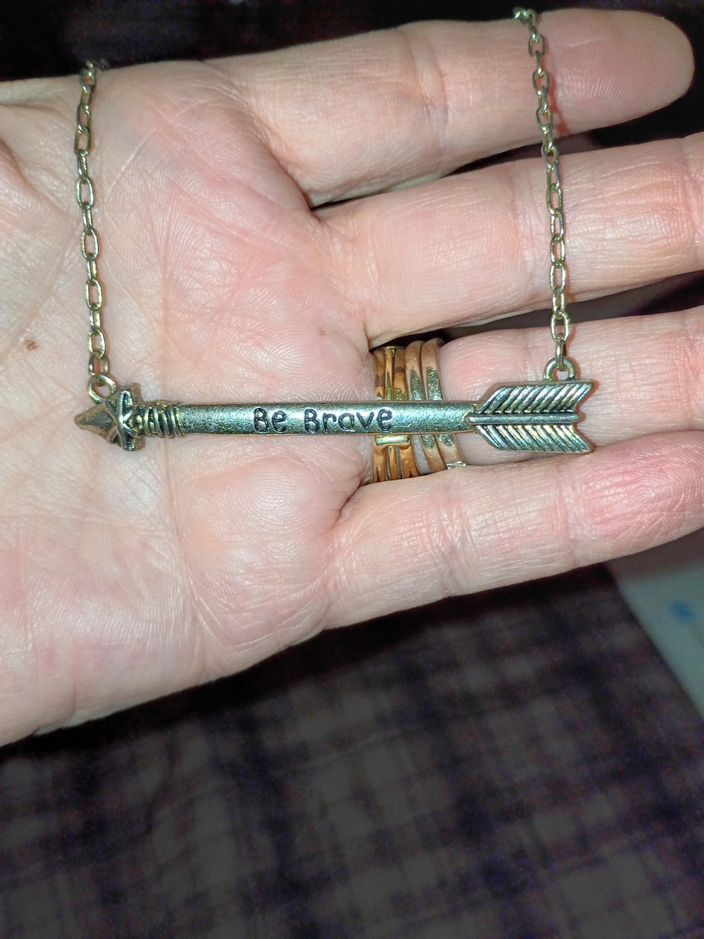 Be Brave Arrow Pendant Necklace - Gold Tone